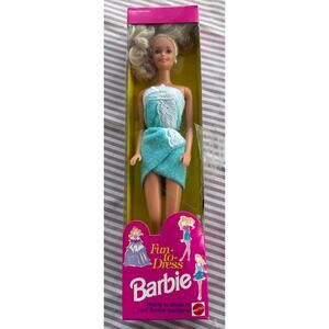 Vintage 1992 Barbie Fun-to-Dress Doll with Blue Bath Towel Wrap